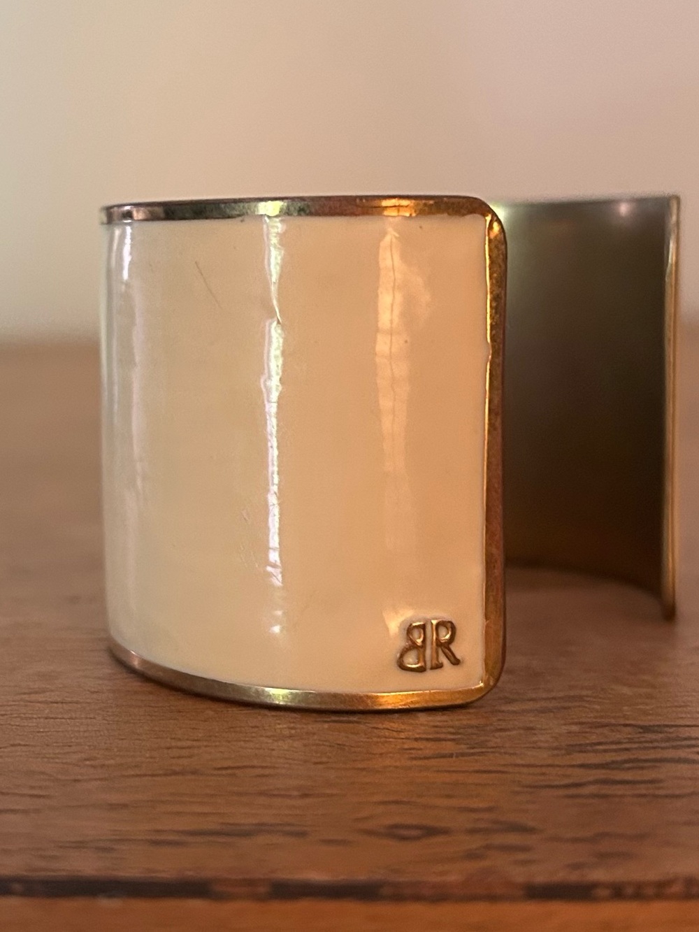 Enamel cream and gold cuff